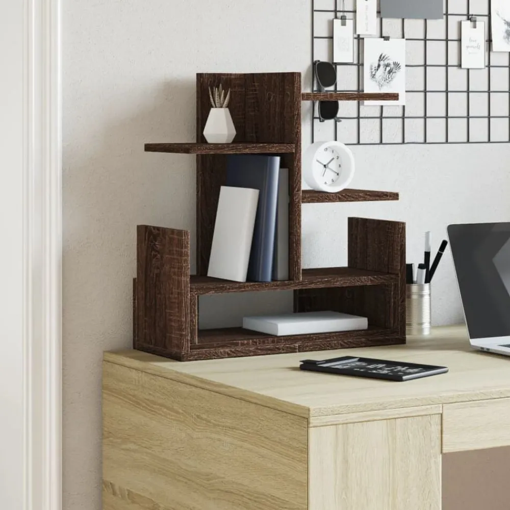 vidaXL Material De Oficina-Organizador escritorio madera ingeniería marrón 49x20x52,5 cm