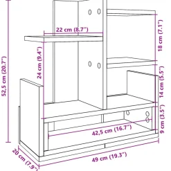 vidaXL Material De Oficina-Organizador escritorio madera ingeniería marrón 49x20x52,5 cm
