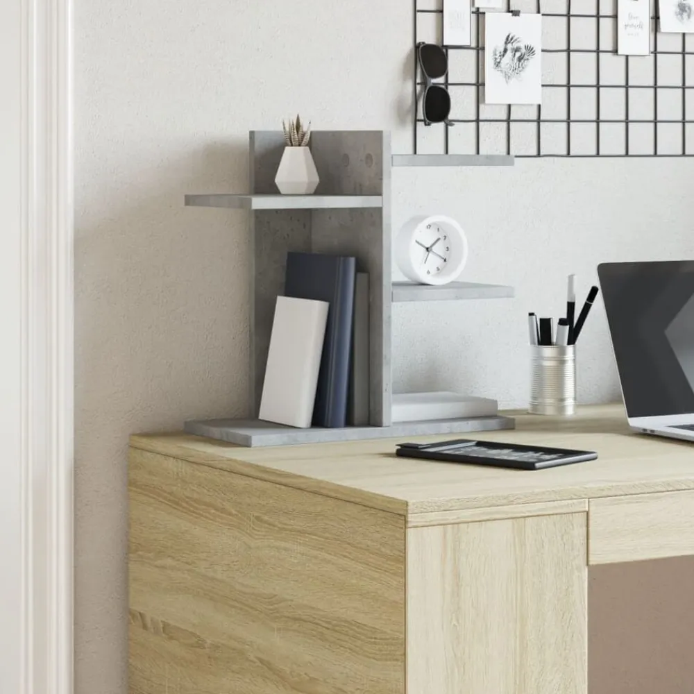 vidaXL Material De Oficina-Organizador escritorio madera ingeniería hormigón 42x21,5x42 cm
