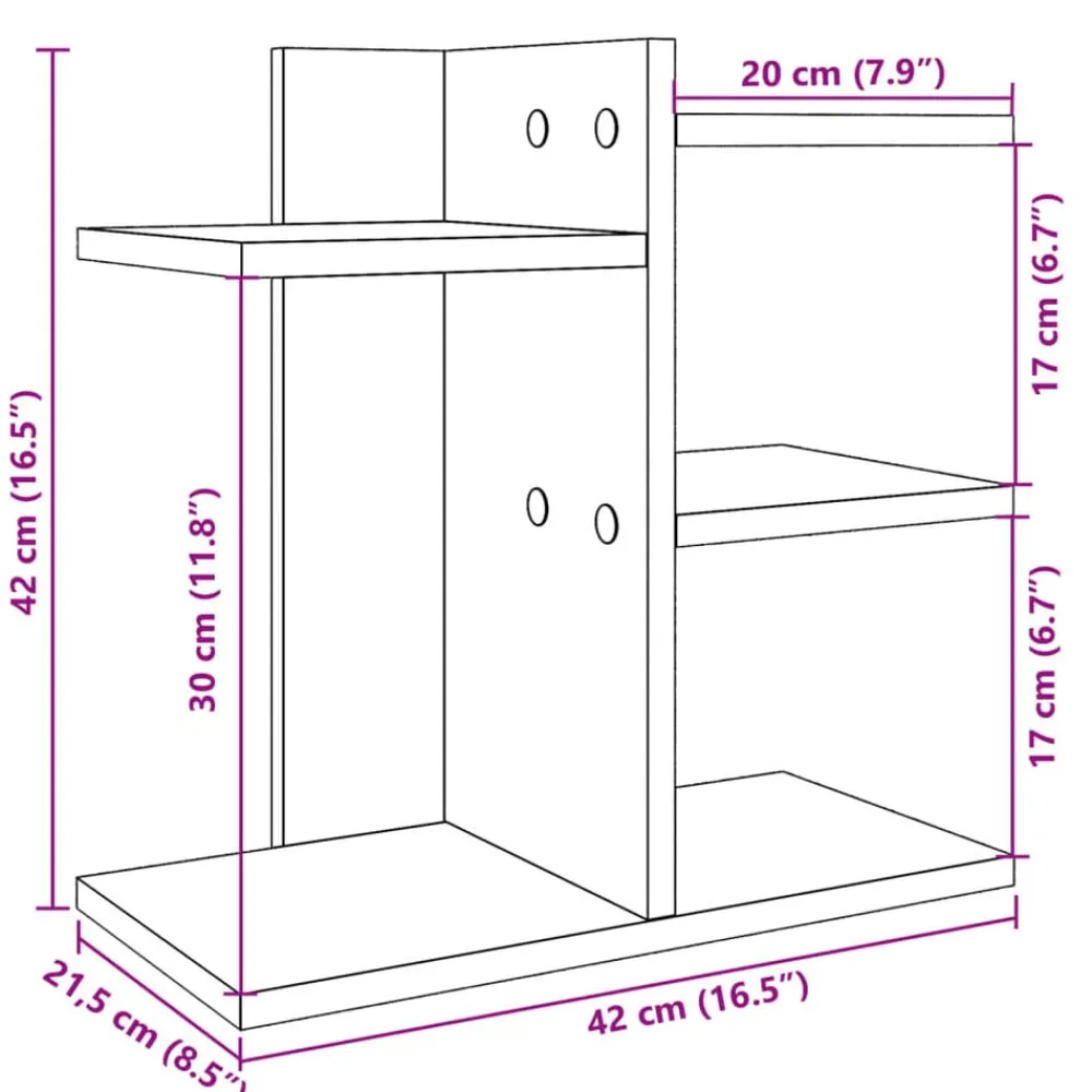 vidaXL Material De Oficina-Organizador escritorio madera ingeniería hormigón 42x21,5x42 cm