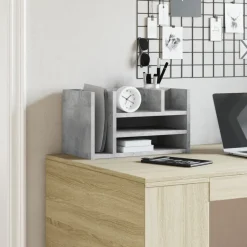 vidaXL Organizador escritorio madera ingeniería hormigón 44,5x24x25 cm Gris hormig&oacute;n Best