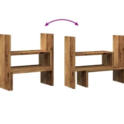 vidaXL Electrónica-Organizador escritorio ajustable madera envejecida 40x17x41 cm