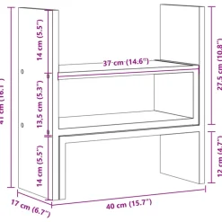 vidaXL Electrónica-Organizador escritorio ajustable madera envejecida 40x17x41 cm