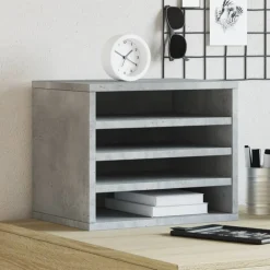 vidaXL Material De Oficina-Organizador escritorio madera ingeniería hormigón 36x26x29,5 cm