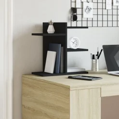vidaXL Organizador escritorio madera ingeniería 42x21,5x42 cm Negro New