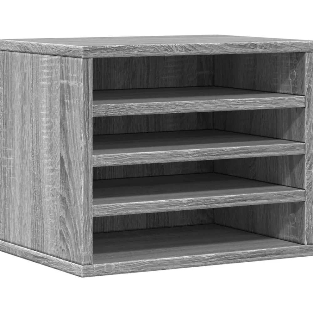 vidaXL Material De Oficina-Organizador escritorio madera ingeniería gris 36x26x29,5 cm