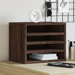 vidaXL Organizador escritorio madera ingeniería marrón 36x26x29,5 cm Marr&oacute;n roble Discount