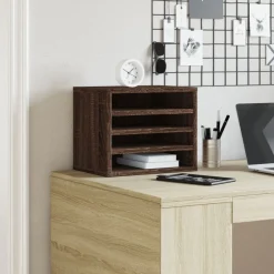 vidaXL Organizador escritorio madera ingeniería marrón 36x26x29,5 cm Marr&oacute;n roble Discount