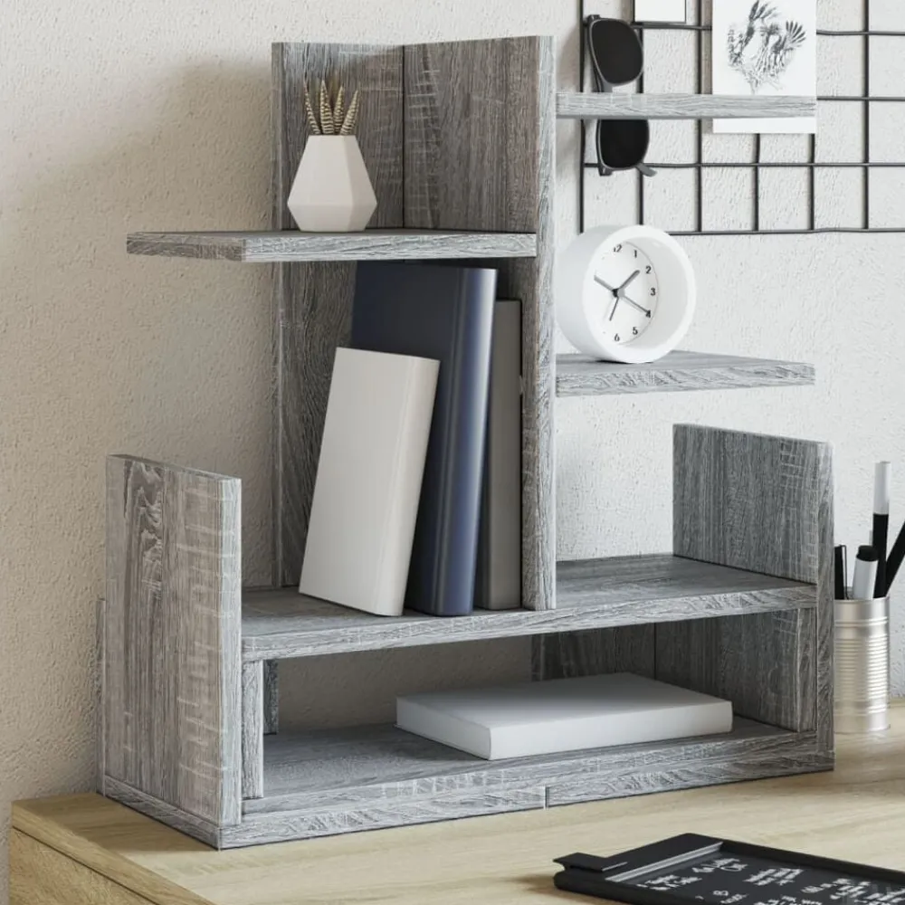 vidaXL Material De Oficina-Organizador escritorio madera ingeniería gris 49x20x52,5 cm