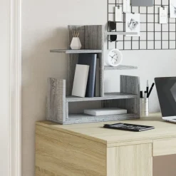 vidaXL Material De Oficina-Organizador escritorio madera ingeniería gris 49x20x52,5 cm