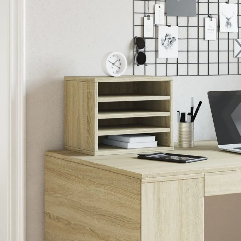 vidaXL Material De Oficina-Organizador escritorio madera color 36x26x29,5 cm