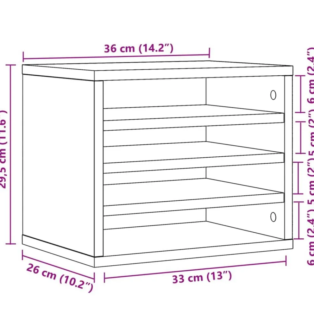 vidaXL Material De Oficina-Organizador escritorio madera color 36x26x29,5 cm