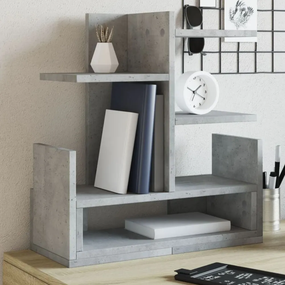 vidaXL Material De Oficina-Organizador escritorio madera ingeniería hormigón 49x20x52,5 cm