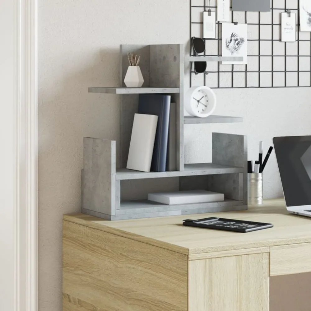 vidaXL Material De Oficina-Organizador escritorio madera ingeniería hormigón 49x20x52,5 cm