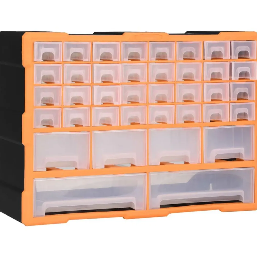 vidaXL Organizador multicajones con 38 cajones 52x16x37,5 cm Naranja y negro Sale