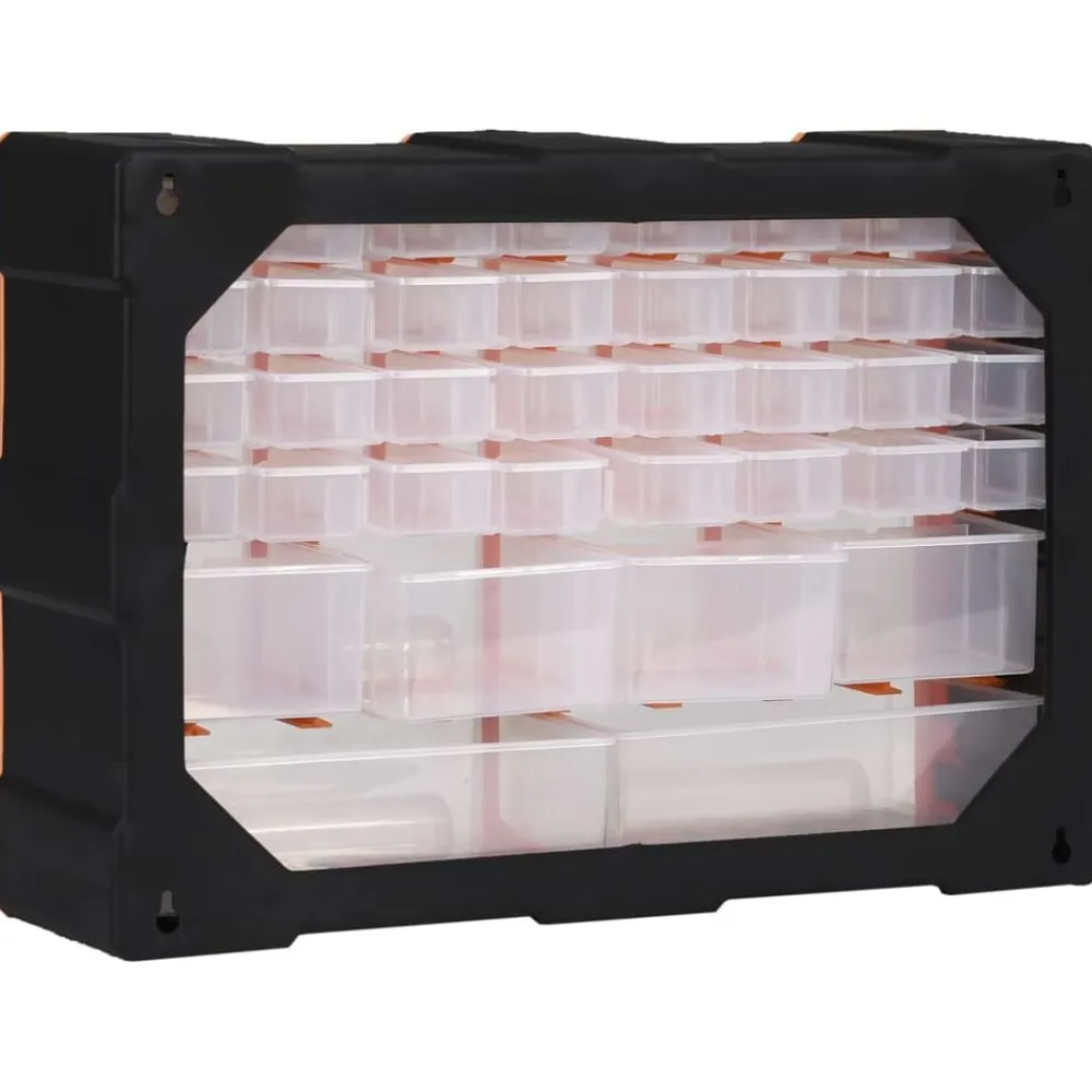 vidaXL Organizador multicajones con 38 cajones 52x16x37,5 cm Naranja y negro Sale