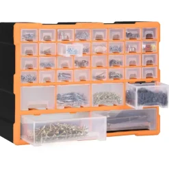 vidaXL Organizador multicajones con 38 cajones 52x16x37,5 cm Naranja y negro Sale