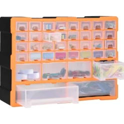 vidaXL Organizador multicajones con 38 cajones 52x16x37,5 cm Naranja y negro Sale