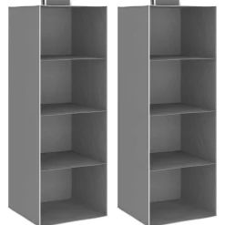 vidaXL Productos Del Hogar-Organizadores de armario colgantes 2 uds con 4 estantes tela