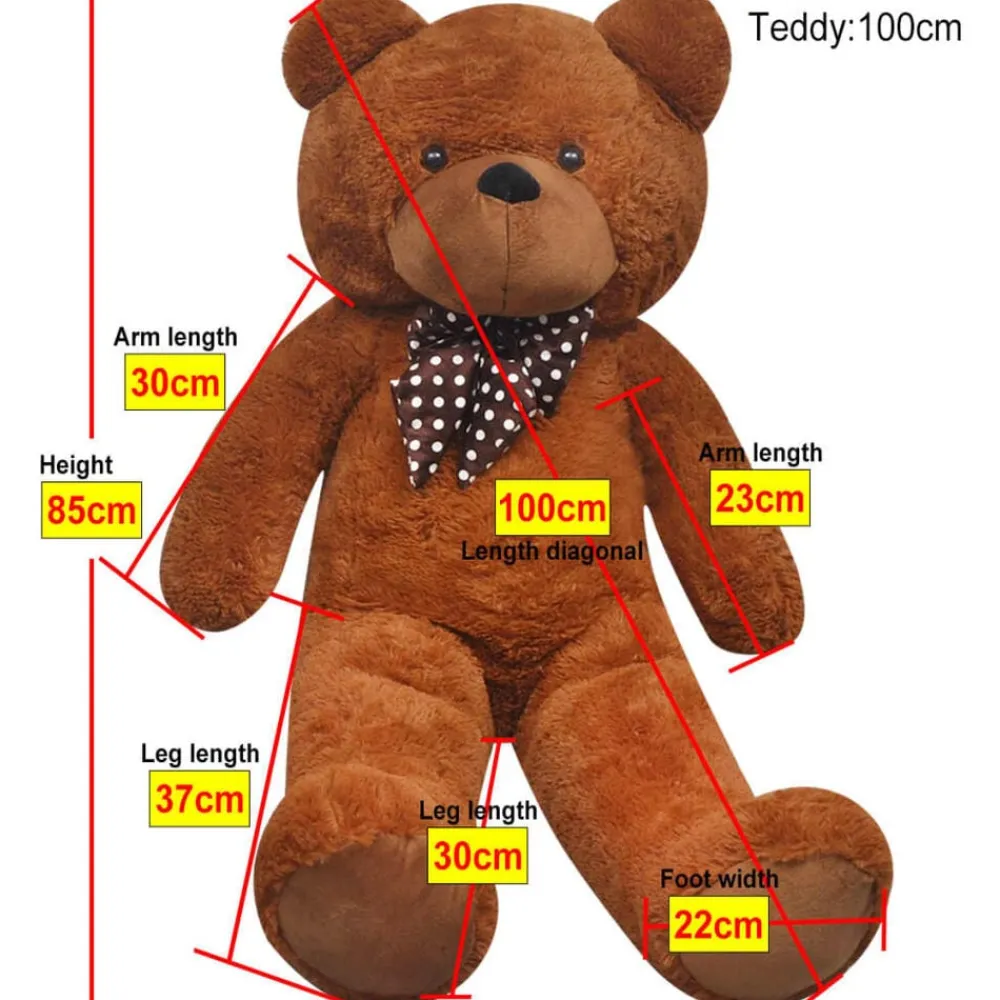 vidaXL Juguetes-Oso de peluche grande XXL marrón 85 cm