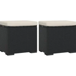 vidaXL Otomanas-Otomana con cojines 2 uds 40x30x40 cm ratán sintético