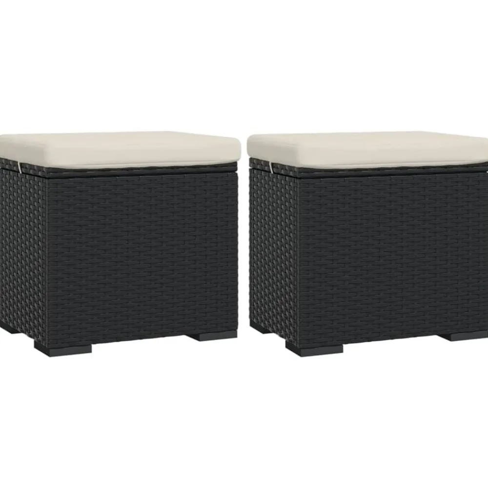 vidaXL Otomanas-Otomana con cojines 2 uds 40x30x40 cm ratán sintético