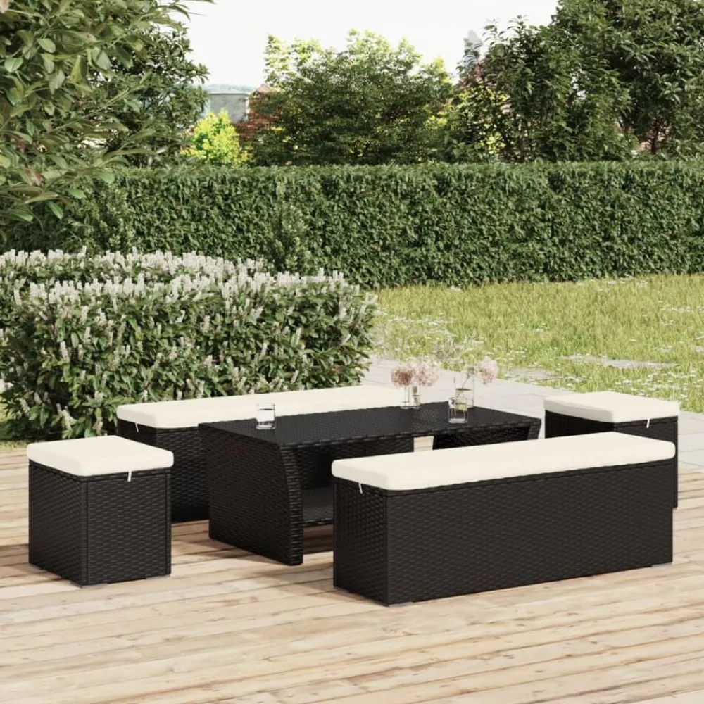 vidaXL Otomanas-Otomana con cojines 2 uds 40x30x40 cm ratán sintético