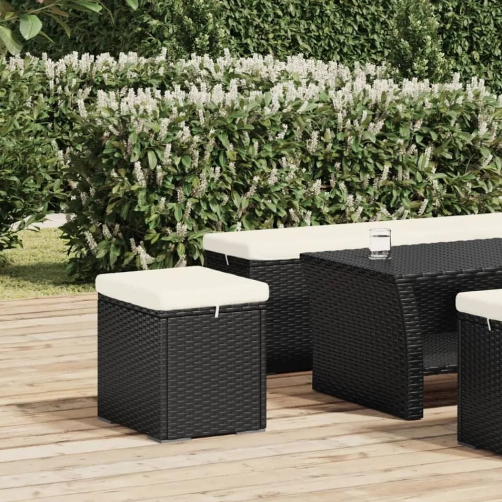 vidaXL Otomanas-Otomana con cojines 2 uds 40x30x40 cm ratán sintético