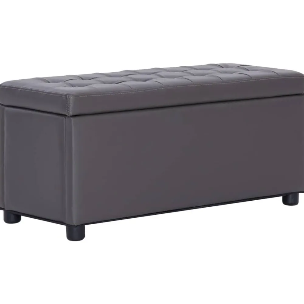 vidaXL Bancos-Otomana de almacenaje de cuero sintético 87,5 cm