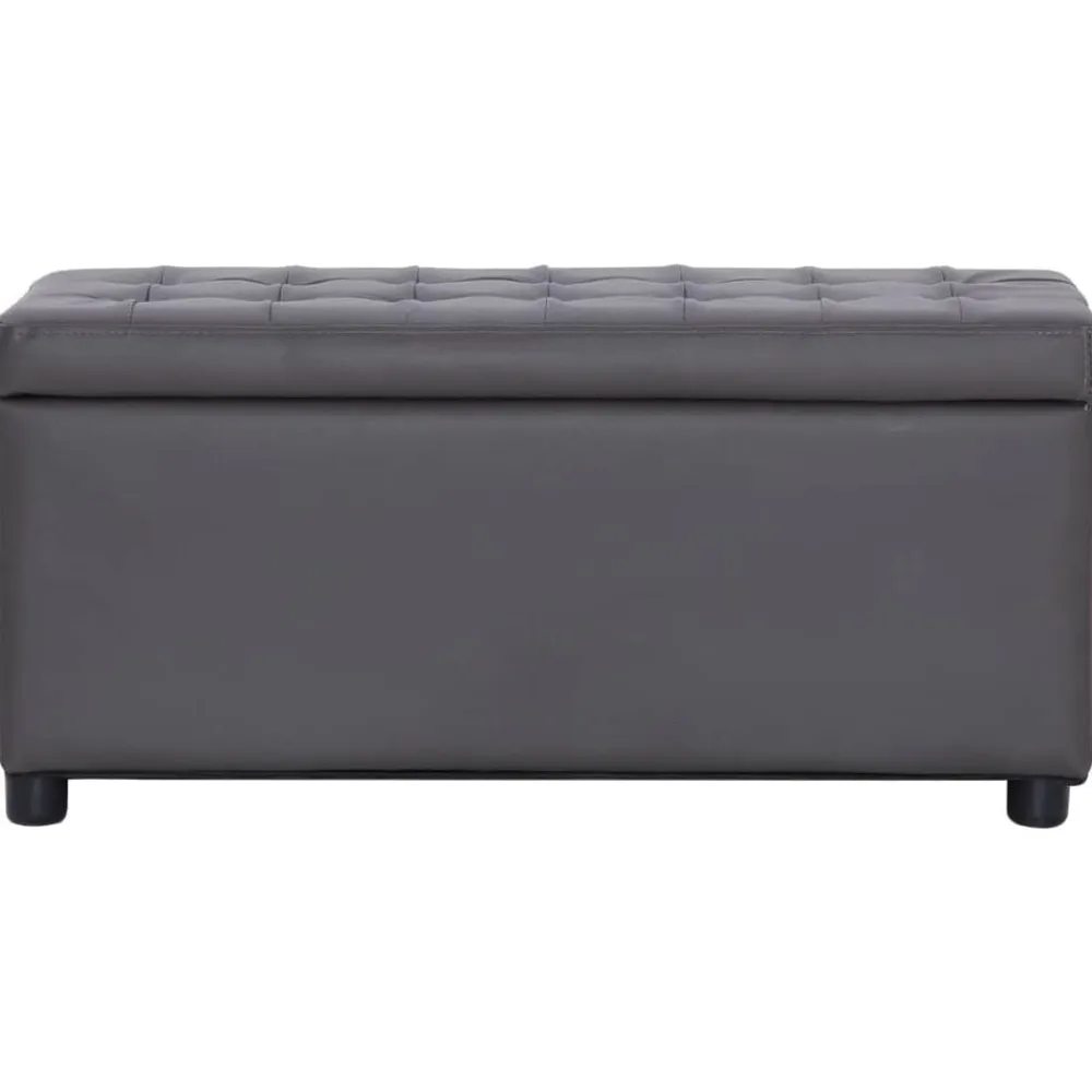 vidaXL Bancos-Otomana de almacenaje de cuero sintético 87,5 cm
