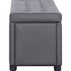 vidaXL Bancos-Otomana de almacenaje de cuero sintético 87,5 cm