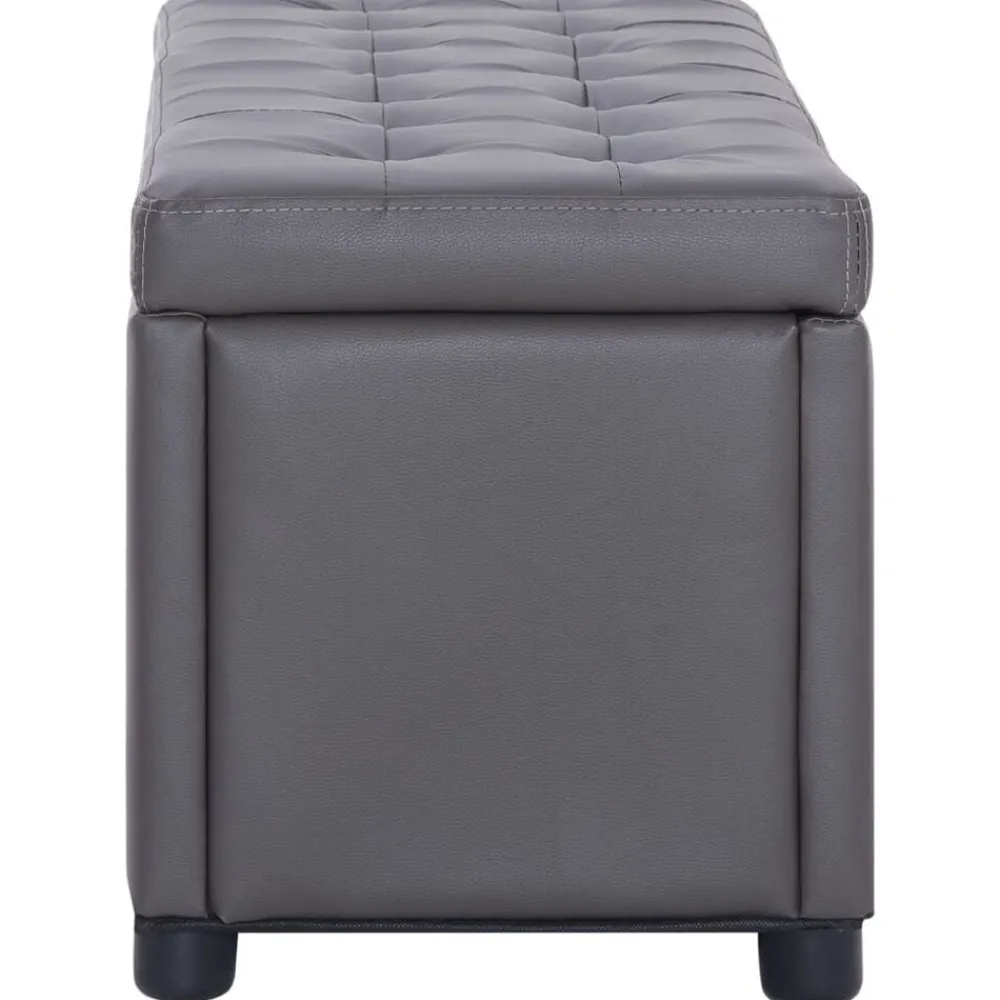 vidaXL Bancos-Otomana de almacenaje de cuero sintético 87,5 cm