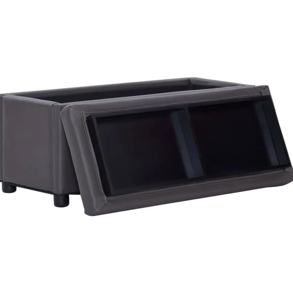 vidaXL Bancos-Otomana de almacenaje de cuero sintético 87,5 cm
