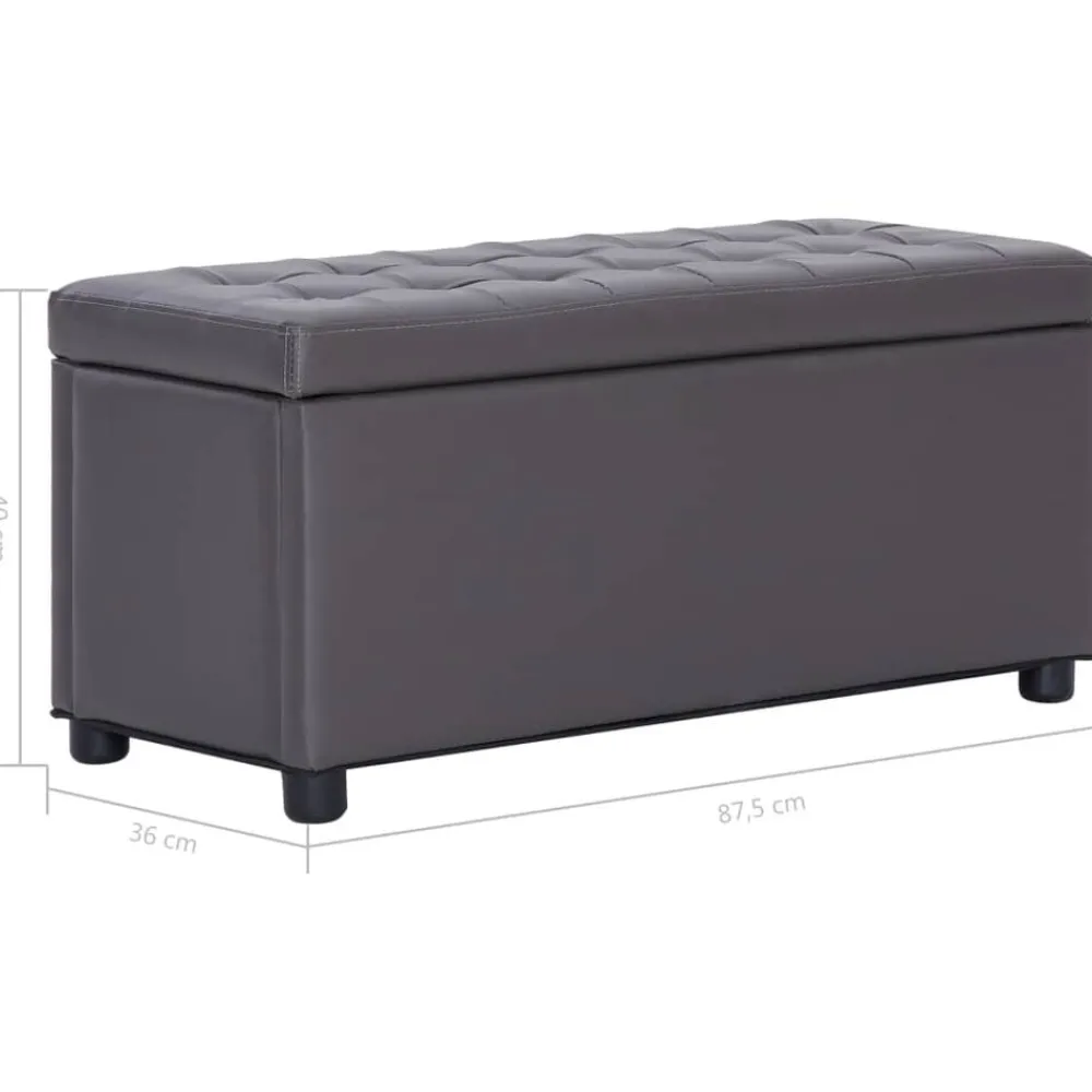 vidaXL Bancos-Otomana de almacenaje de cuero sintético 87,5 cm