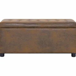 vidaXL Bancos-Otomana de almacenaje de piel de ante sintética marrón 87,5 cm