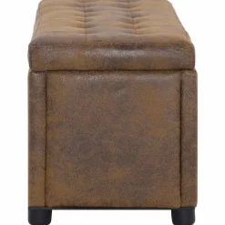 vidaXL Bancos-Otomana de almacenaje de piel de ante sintética marrón 87,5 cm