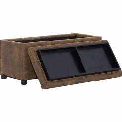vidaXL Bancos-Otomana de almacenaje de piel de ante sintética marrón 87,5 cm