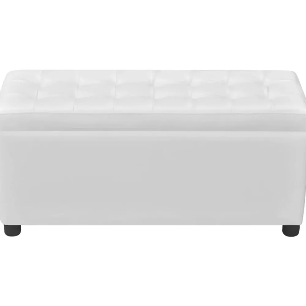 vidaXL Otomana de almacenamiento de cuero artificial Blanco Online
