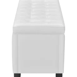 vidaXL Otomana de almacenamiento de cuero artificial Blanco Online