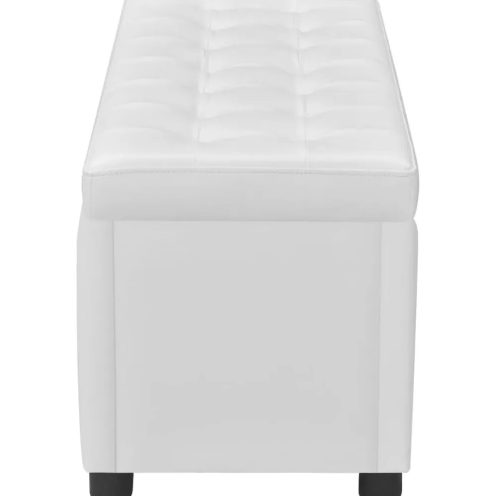 vidaXL Otomana de almacenamiento de cuero artificial Blanco Online