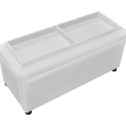vidaXL Otomana de almacenamiento de cuero artificial Blanco Online