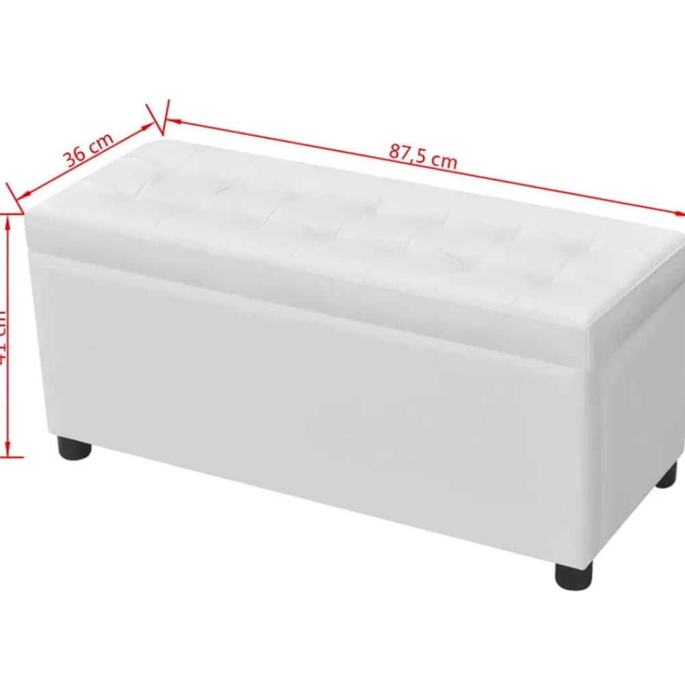vidaXL Otomana de almacenamiento de cuero artificial Blanco Online