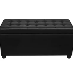vidaXL Otomana de almacenamiento de cuero artificial Negro Discount