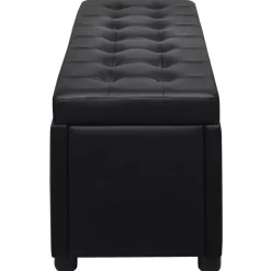 vidaXL Otomana de almacenamiento de cuero artificial Negro Discount