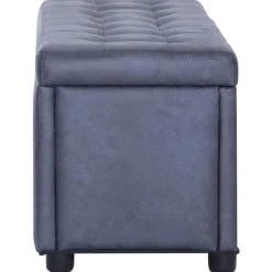 vidaXL Bancos-Otomana de almacenaje de piel sintética de ante 87,5 cm
