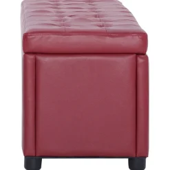 vidaXL Otomana de almacenaje cuero sintético color vino tinto 87,5 cm Rojo vino tinto New