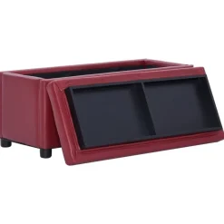 vidaXL Otomana de almacenaje cuero sintético color vino tinto 87,5 cm Rojo vino tinto New