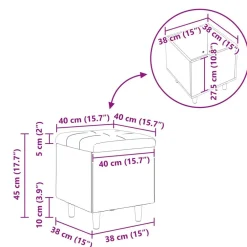 vidaXL Sillas-Otomano de almacenamiento 40 x 40 x 45 cm tela