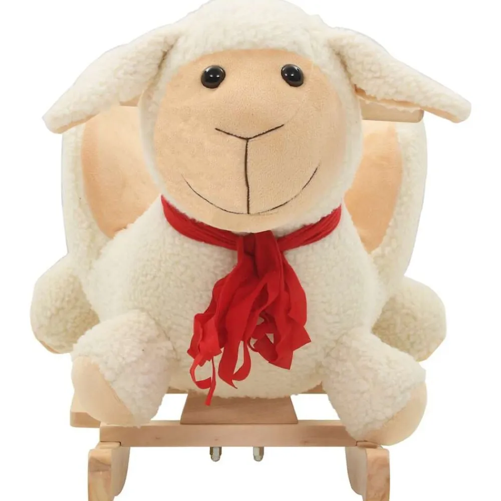 vidaXL Oveja balancín de peluche con respaldo blanco 60x32x50 cm Online