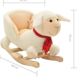 vidaXL Oveja balancín de peluche con respaldo blanco 60x32x50 cm Online